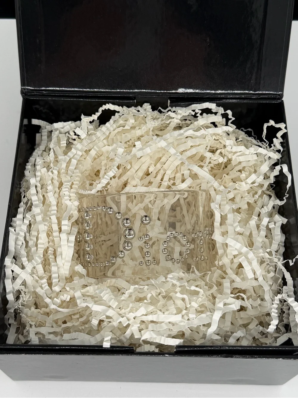 Dior Silver Studded Clear Cuff Bracelet w/COA! Gorgeous! Excellent Condition! - Picture 13 of 16